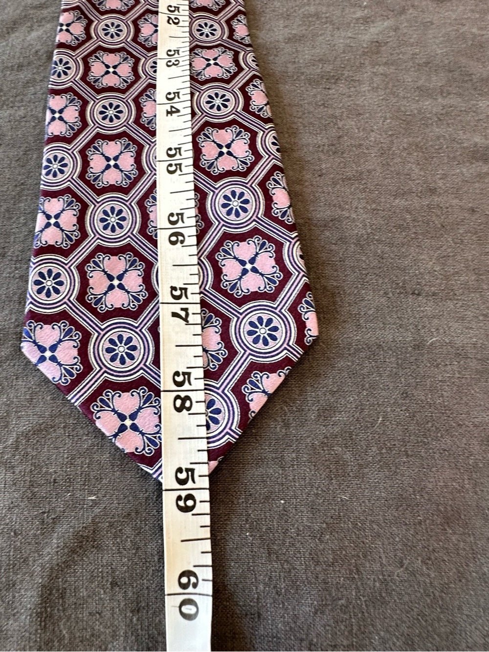 Piattelli Pink and Burgundy Geometric Floral Silk Tie